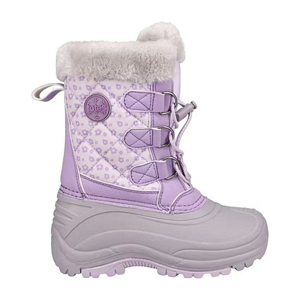 Totes Jenna Girls Big Kid Purple Waterproof Insulated Faux Fur Winter Boots 13 - Picture 2 of 6